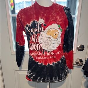 Simply Southern Kids Santa Long Sleeve - Red and Black
